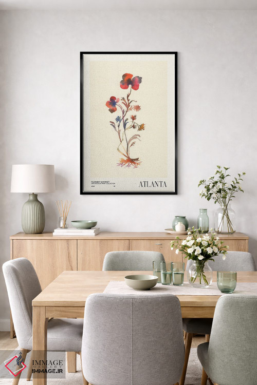 تابلو مینیمال مجموعه چاپ آبرنگ. بازار گل اثر ان کی تی ان - D6B