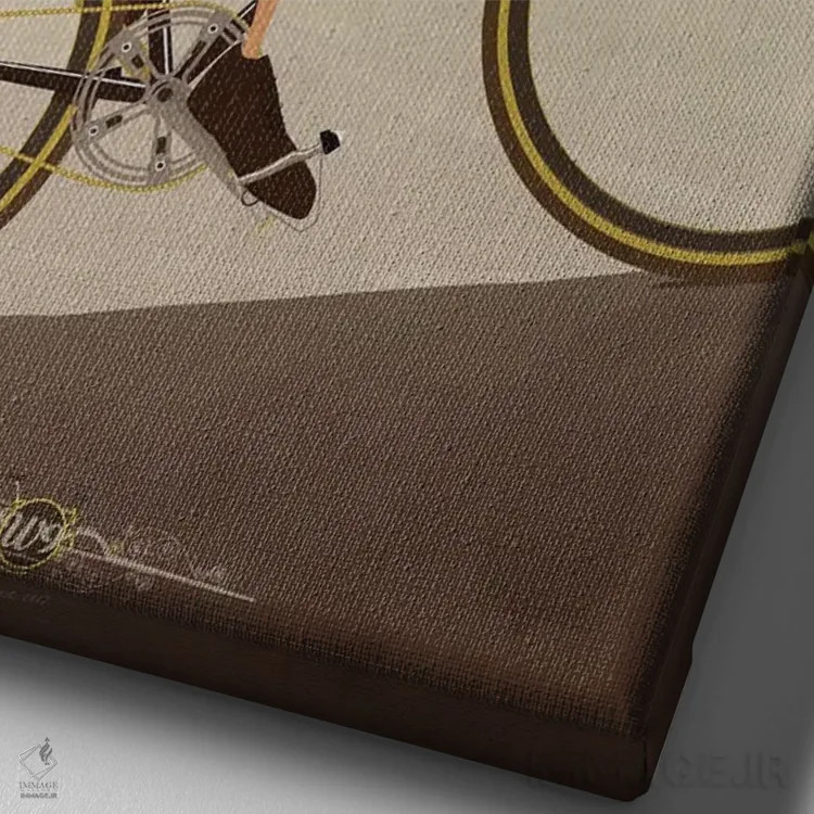 تابلو دکوراتیو دوچرخه سوار کلاسیک سربالایی اثر وایات ۹ - نمای نزدیک بافت بوم