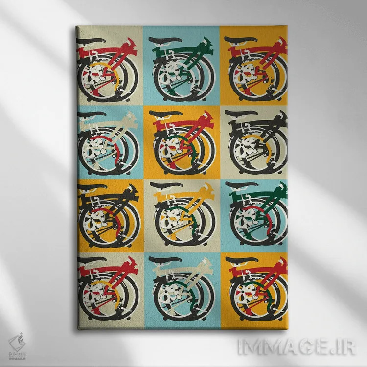 تابلو مدرن دوچرخه تاشو برامپتون اثر وایات ۹ - نمای روبهرو روی دیوار