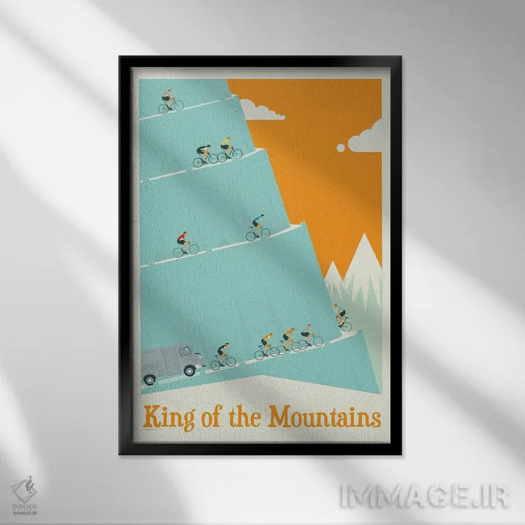 تابلو مدرن شاه کوه ها، مرحله تور دو فرانس اثر وایات ۹ - نمای قابدار مشکی