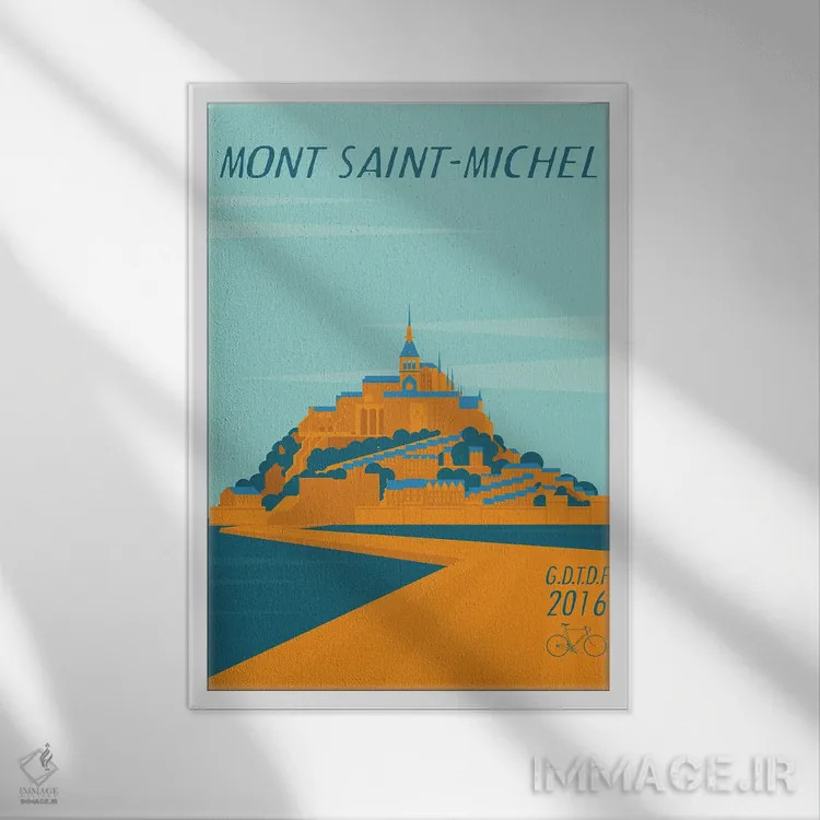 تابلو مدرن مونت سنت میشل اثر وایات ۹ - نمای قابدار سفید