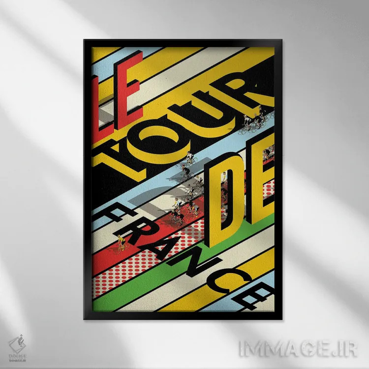 تابلو دکوراتیو مسابقه دوچرخه سواری تور دو فرانس اثر وایات ۹ - نمای قابدار مشکی