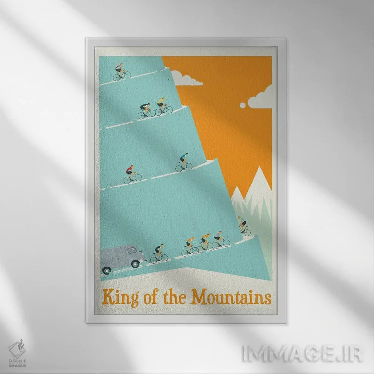 تابلو مدرن شاه کوه ها، مرحله تور دو فرانس اثر وایات ۹ - نمای قابدار سفید