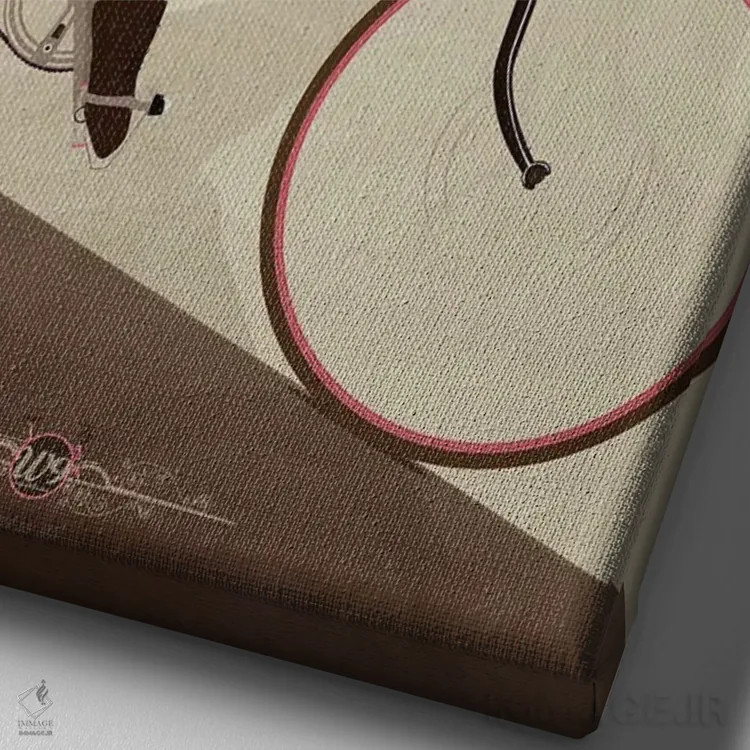 تابلو دکوراتیو دوچرخه سوار کلاسیک سراشیبی اثر وایات ۹ - نمای نزدیک بافت بوم