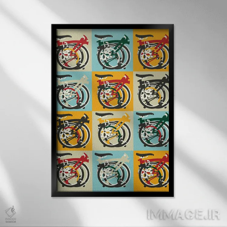 تابلو مدرن دوچرخه تاشو برامپتون اثر وایات ۹ - نمای قابدار مشکی