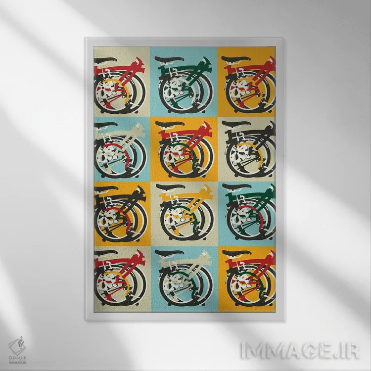 تابلو مدرن دوچرخه تاشو برامپتون اثر وایات ۹ - نمای قابدار سفید