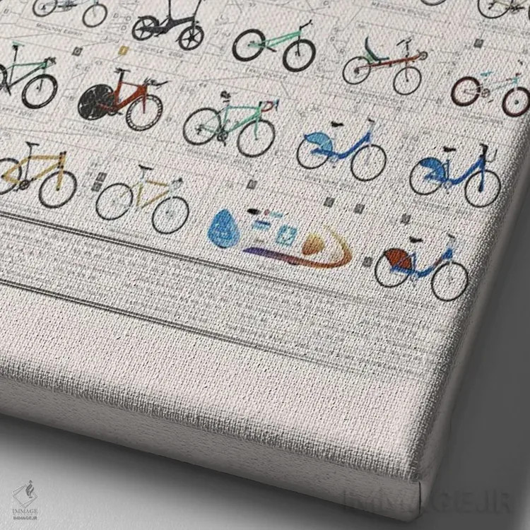 تابلو دکوراتیو تاریخچه دوچرخه اثر وایات ۹ - نمای نزدیک بافت بوم