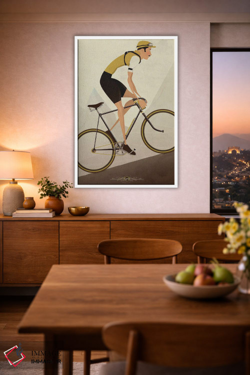 تابلو دکوراتیو دوچرخه سوار کلاسیک سربالایی اثر وایات ۹ - D1W
