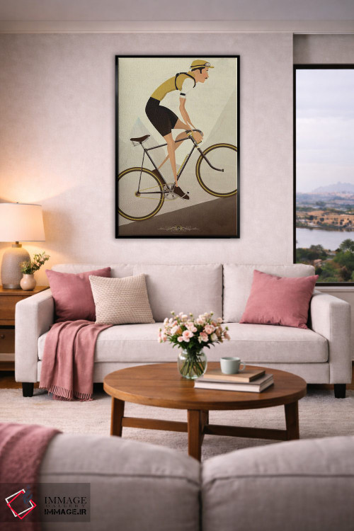 تابلو دکوراتیو دوچرخه سوار کلاسیک سربالایی اثر وایات ۹ - D5B
