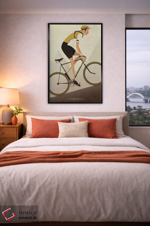 تابلو دکوراتیو دوچرخه سوار کلاسیک سربالایی اثر وایات ۹ - D6B