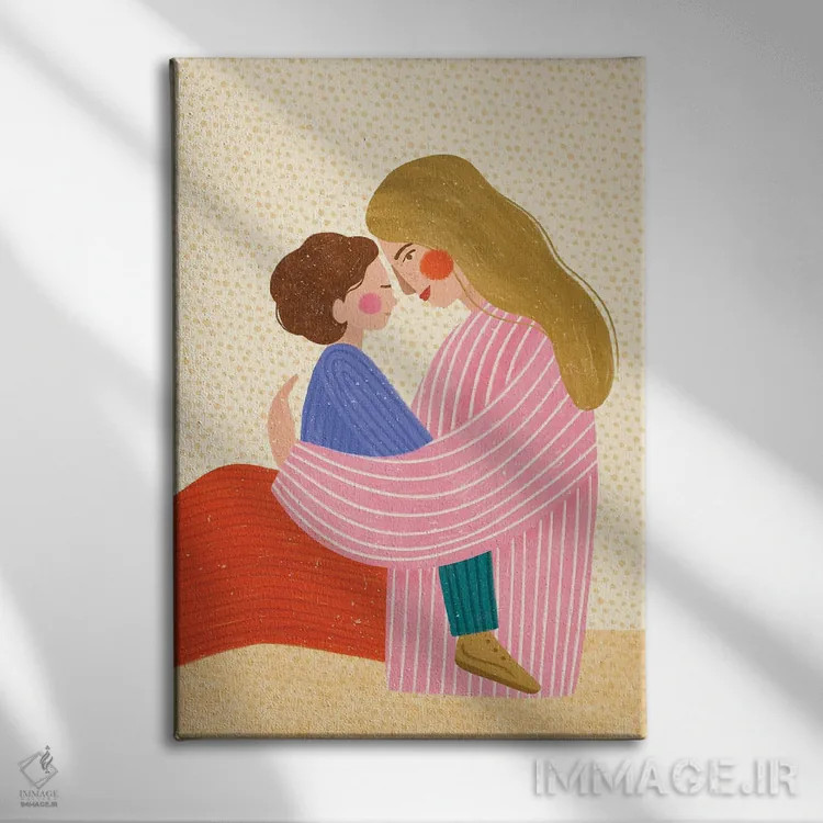 تابلو مدرن عشق مادر اثر بیا مولر - نمای روبهرو روی دیوار