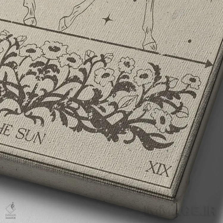 تابلو مینیمال خورشید II اثر ان کی تی ان - نمای نزدیک بافت بوم