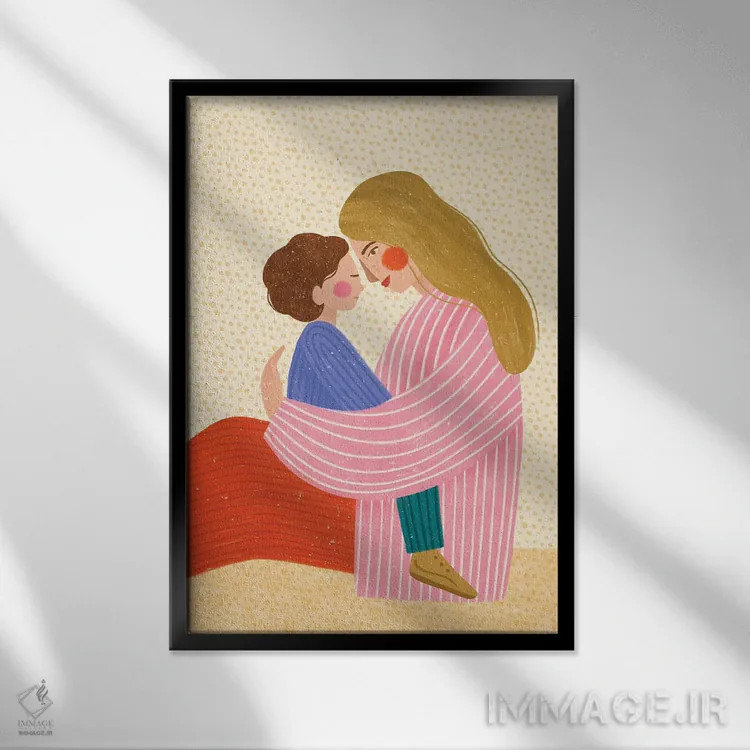 تابلو مدرن عشق مادر اثر بیا مولر - نمای قابدار مشکی