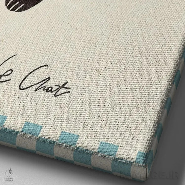 تابلو مینیمال گربه اثر ان کی تی ان - نمای نزدیک بافت بوم