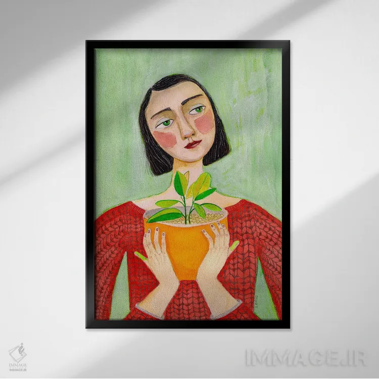 تابلو دکوراتیو گیاه مامان اثر شارین بورسیک - نمای قابدار مشکی