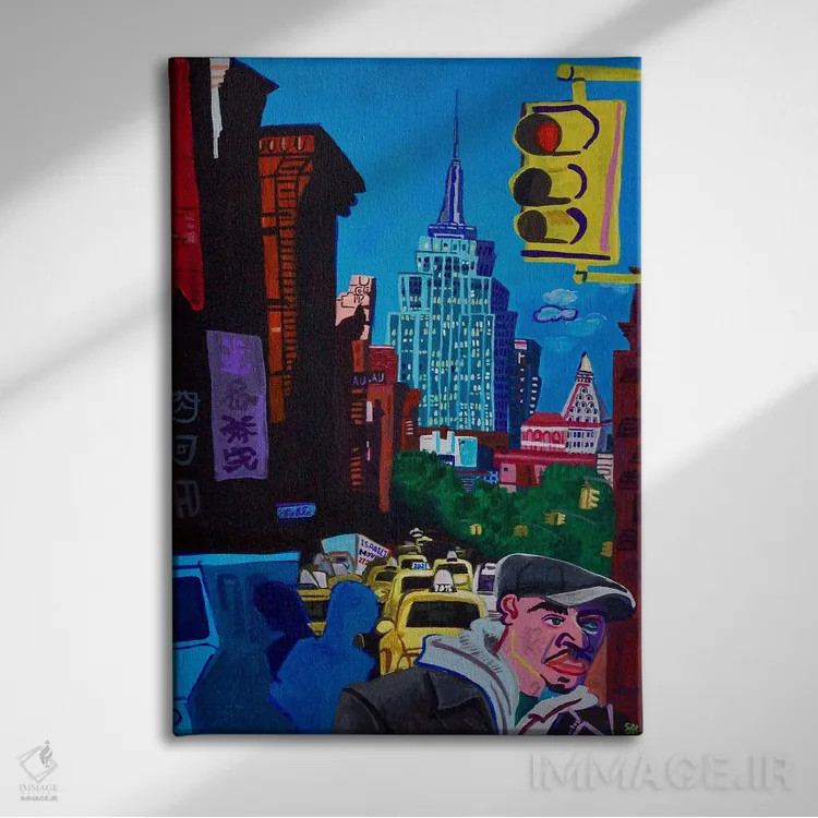 تابلو دکوراتیو سایه های باوری اثر استیو اسپنسر - نمای روبهرو روی دیوار