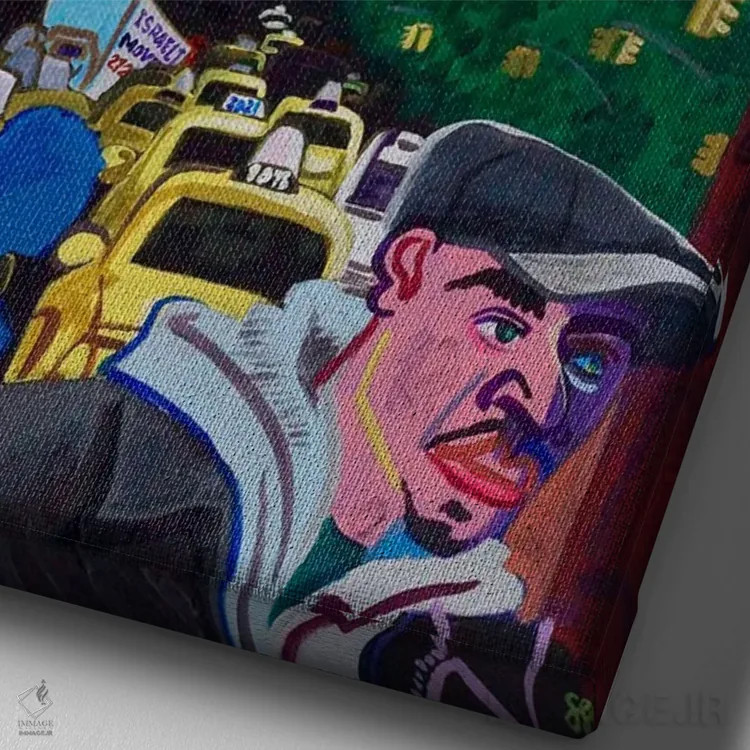 تابلو دکوراتیو سایه های باوری اثر استیو اسپنسر - نمای نزدیک بافت بوم