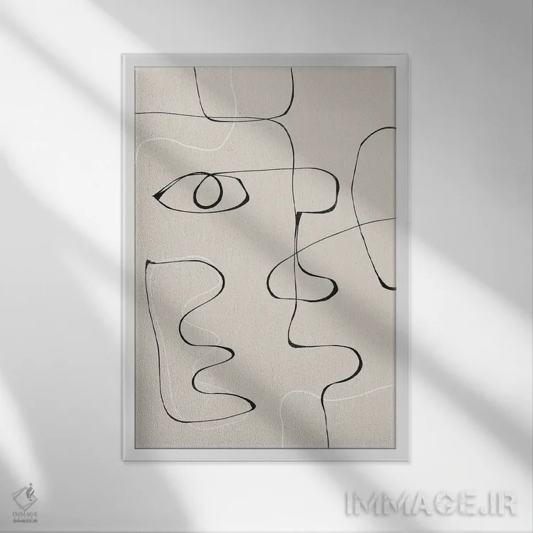 تابلو مینیمال چهره انتزاعی II اثر استودیو می یوس - نمای قابدار سفید