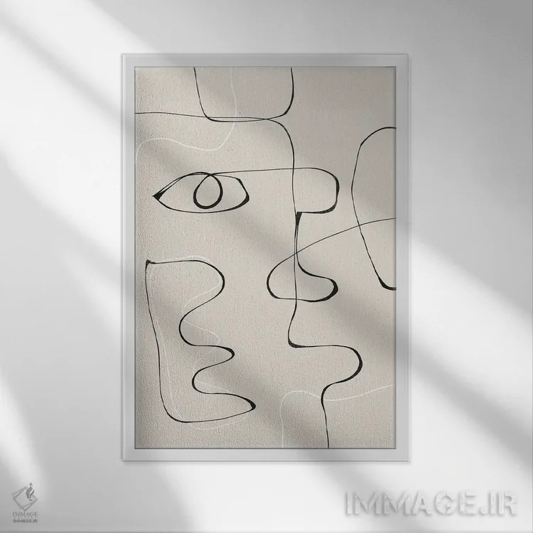 تابلو مینیمال چهره انتزاعی II اثر استودیو می یوس - نمای قابدار سفید