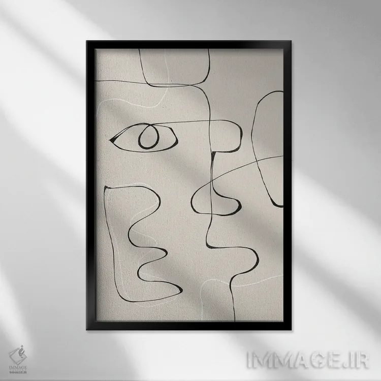 تابلو مینیمال چهره انتزاعی II اثر استودیو می یوس - نمای قابدار مشکی