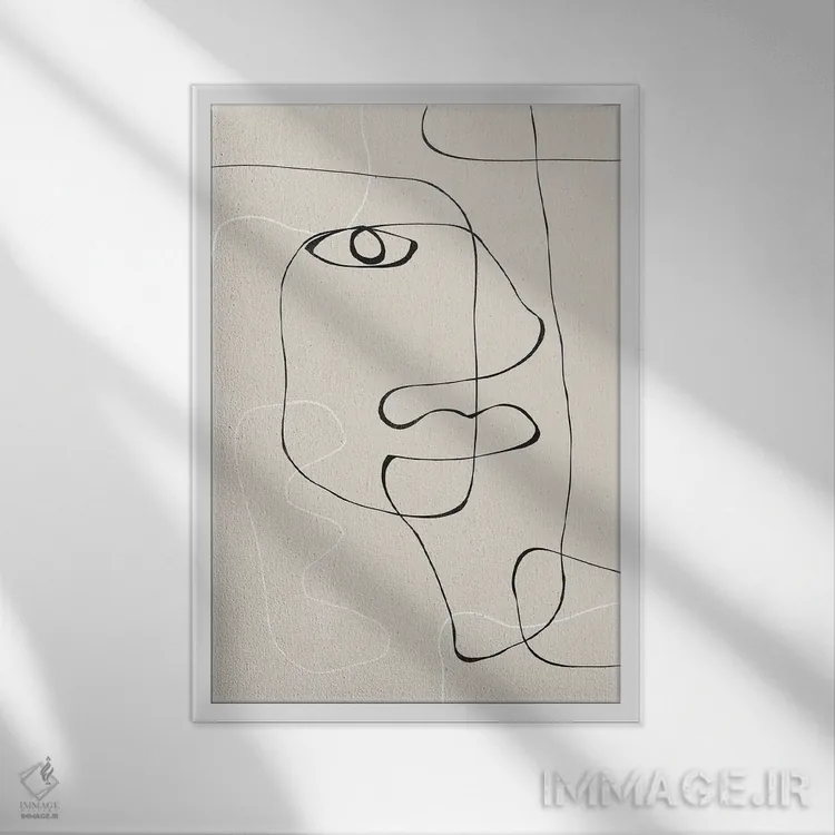 تابلو مینیمال چهره انتزاعی I اثر استودیو می یوس - نمای قابدار سفید