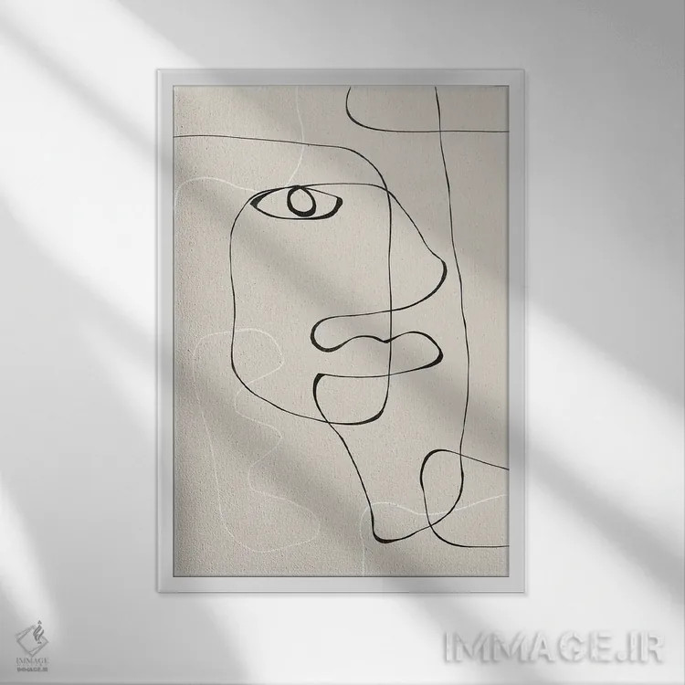 تابلو مینیمال چهره انتزاعی I اثر استودیو می یوس - نمای قابدار سفید