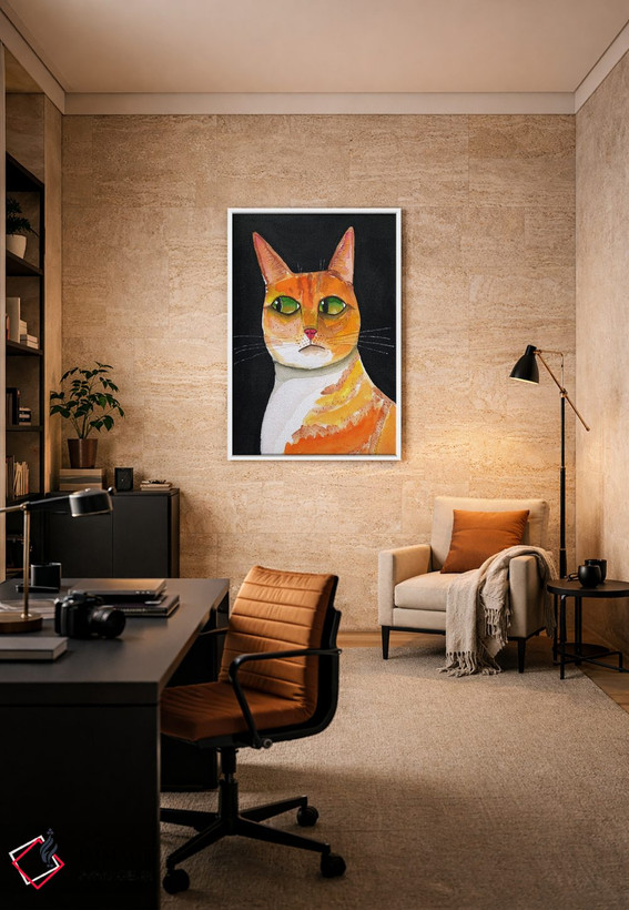تابلو دکوراتیو نمای نزدیک گربه با نگاه کناری اثر شارین بورسیک - D6W