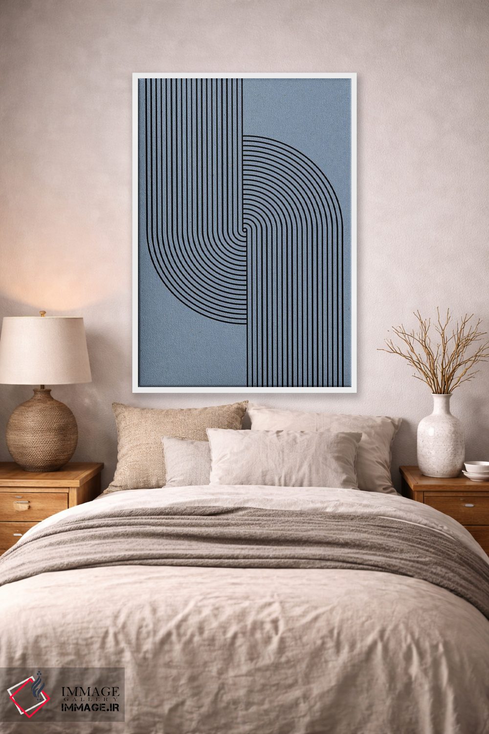 تابلو مینیمال مدرن میانه قرن به رنگ آبی اثر استودیو می یوس - D2W