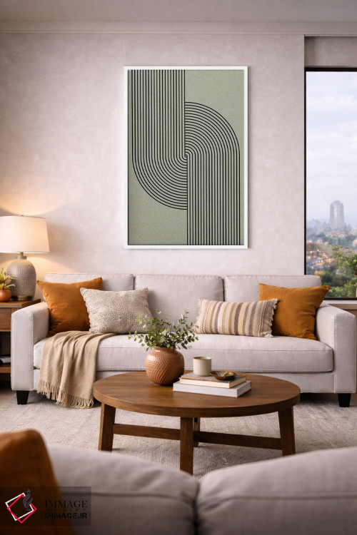 تابلو مینیمال مدرن میانه قرن سبز اثر استودیو می یوس - D4W
