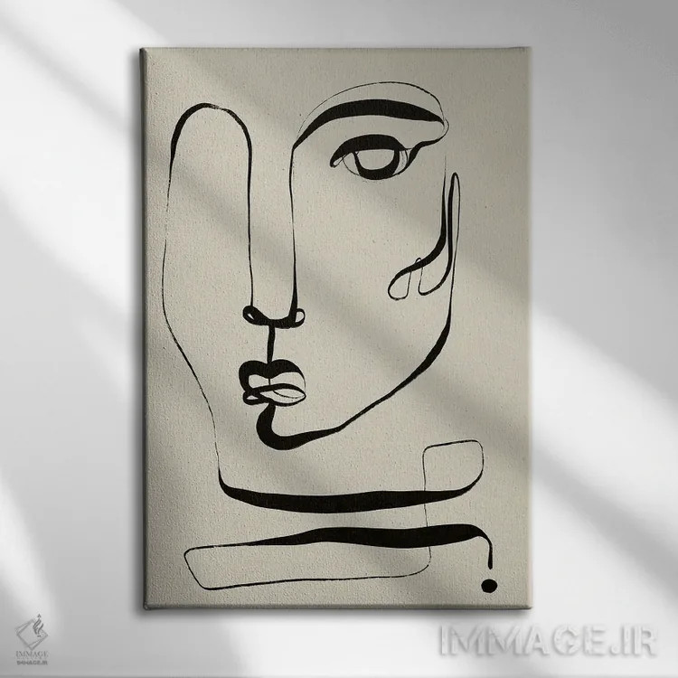 تابلو مینیمال صورت اثر تری چایلد - نمای روبهرو روی دیوار