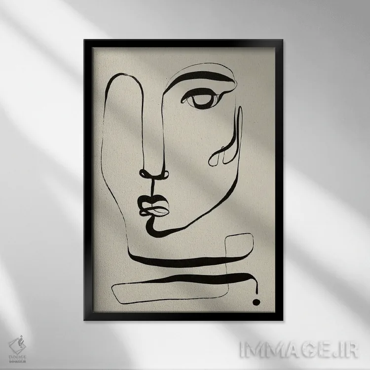 تابلو مینیمال صورت اثر تری چایلد - نمای قابدار مشکی