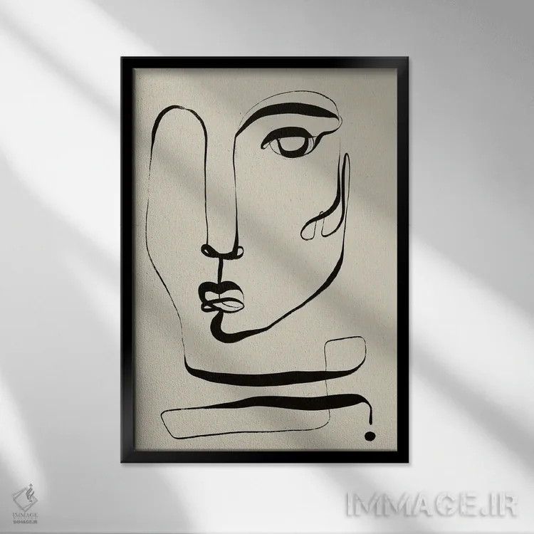 تابلو مینیمال صورت اثر تری چایلد - نمای قابدار مشکی