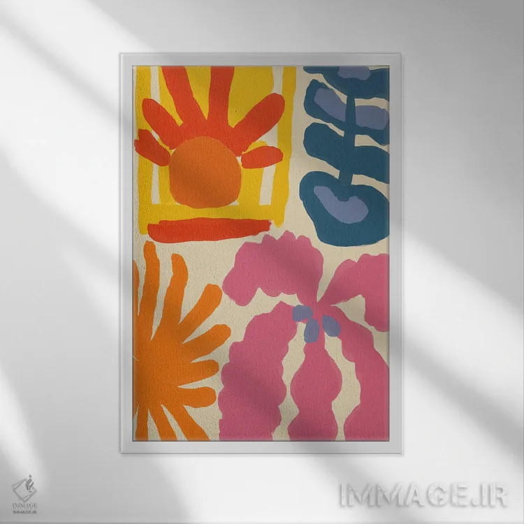 تابلو انتزاعی تابستان خوش II اثر تری چایلد - نمای قابدار سفید