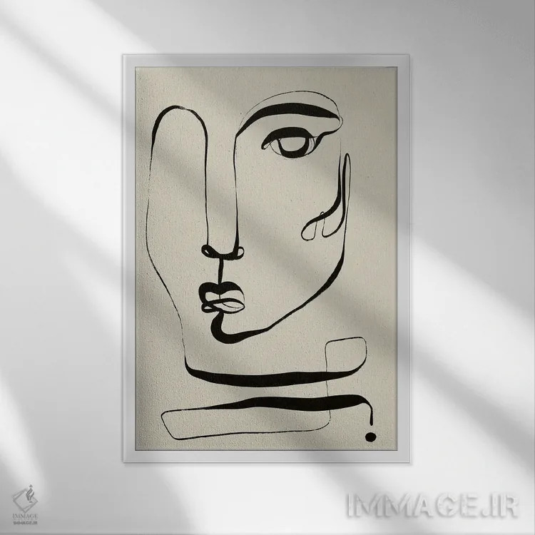 تابلو مینیمال صورت اثر تری چایلد - نمای قابدار سفید