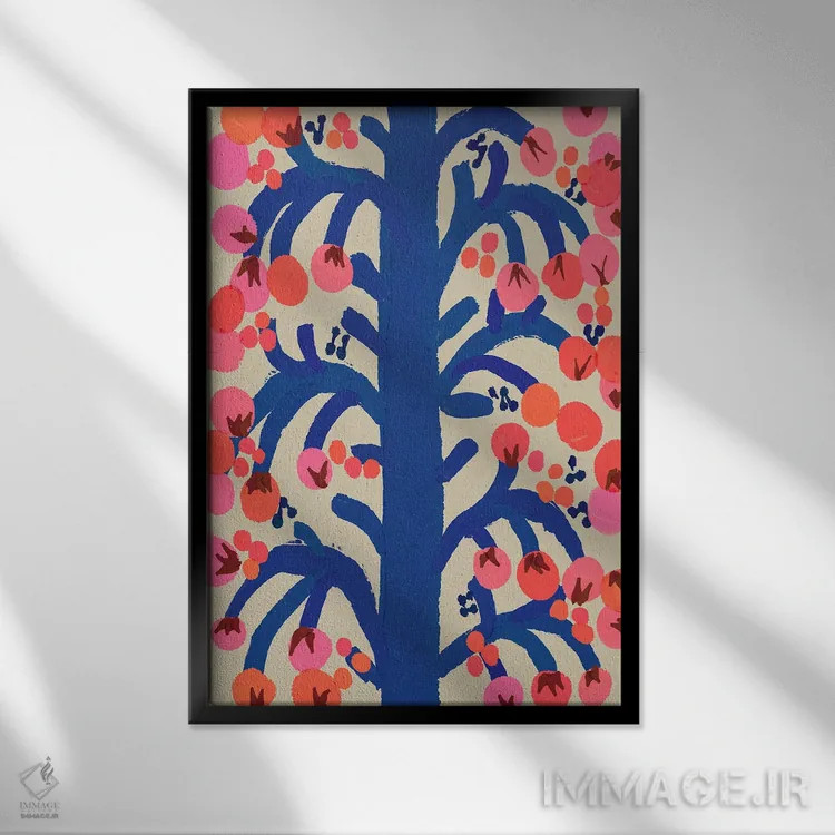 تابلو انتزاعی درخت توت اثر تری چایلد - نمای قابدار مشکی