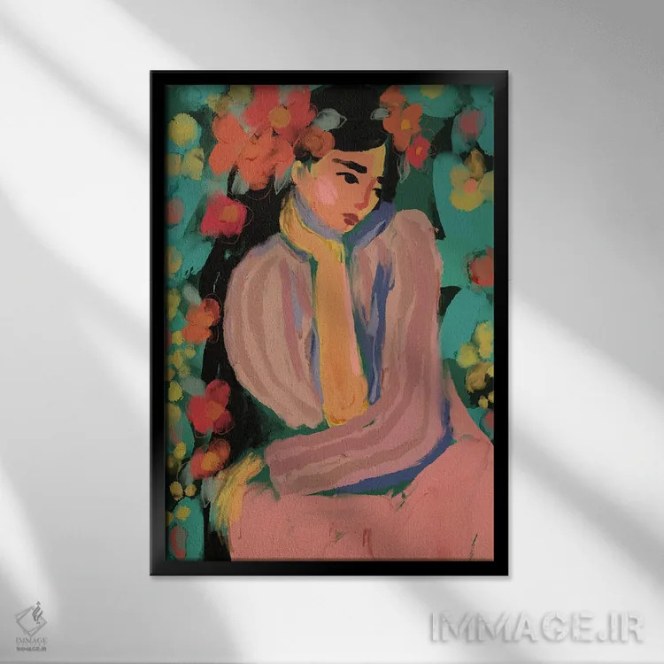 تابلو مدرن سورا در باغ گل اثر تری چایلد - نمای قابدار مشکی