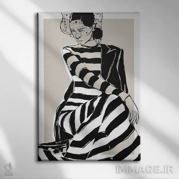 تابلو مینیمال لباس راه راه اثر تری چایلد - نمای روبهرو روی دیوار