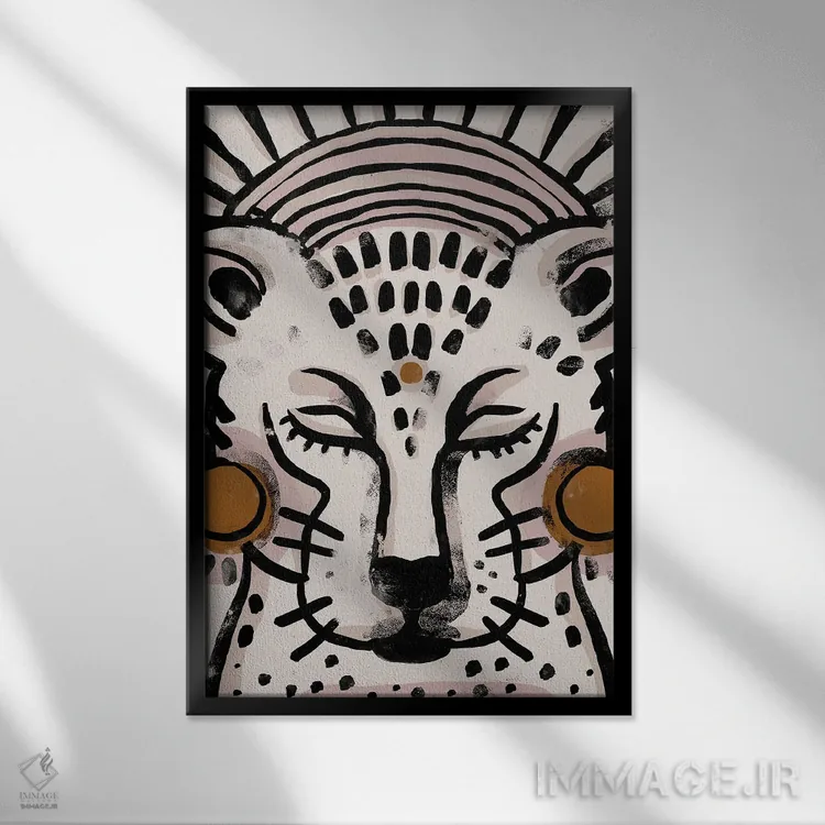 تابلو مدرن ببر اثر تری چایلد - نمای قابدار مشکی
