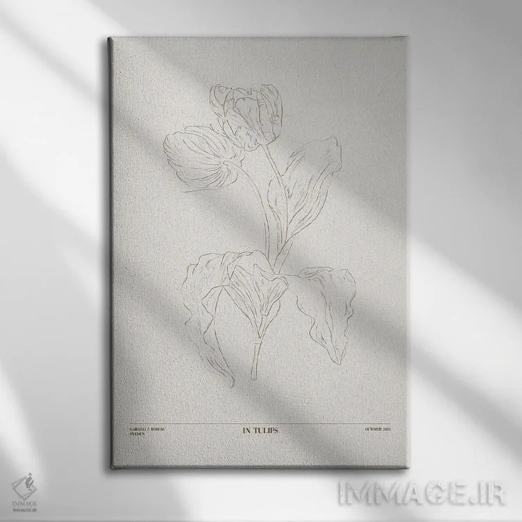 تابلو مینیمال در لاله ها اثر گابریلا روبرگ - نمای روبهرو روی دیوار