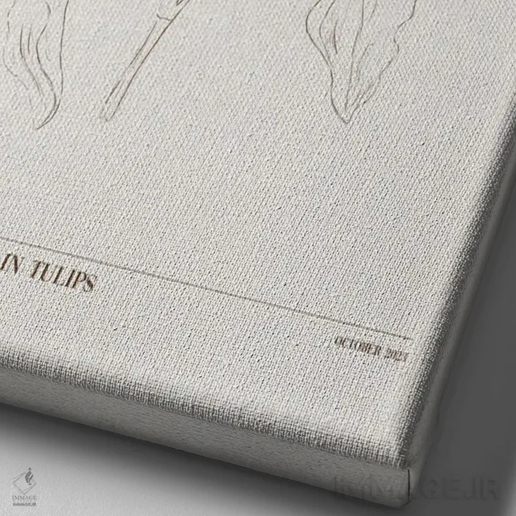 تابلو مینیمال در لاله ها اثر گابریلا روبرگ - نمای نزدیک بافت بوم