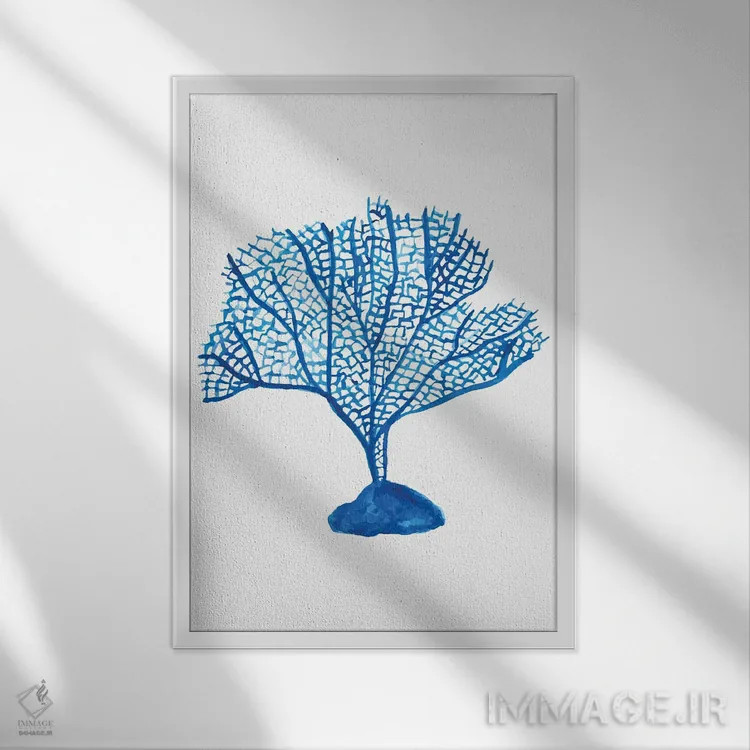 تابلو مدرن درخت مرجانی اثر الیزابت سی - نمای قابدار سفید