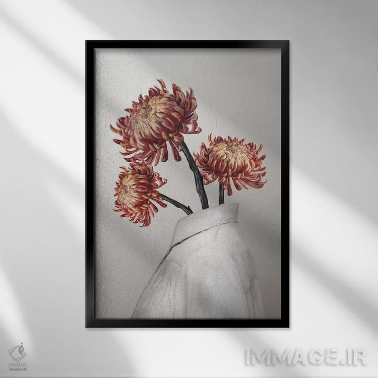 تابلو دکوراتیو در حال شکوفه دادن اثر گابریلا روبرگ - نمای قابدار مشکی