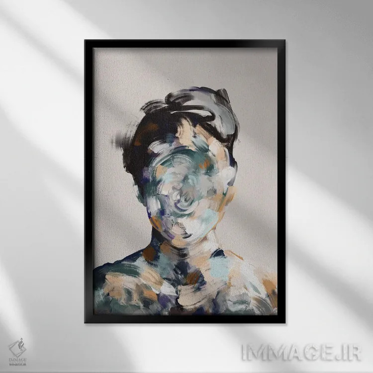 تابلو انتزاعی پرتره شماره ۲ اثر گابریلا روبرگ - نمای قابدار مشکی