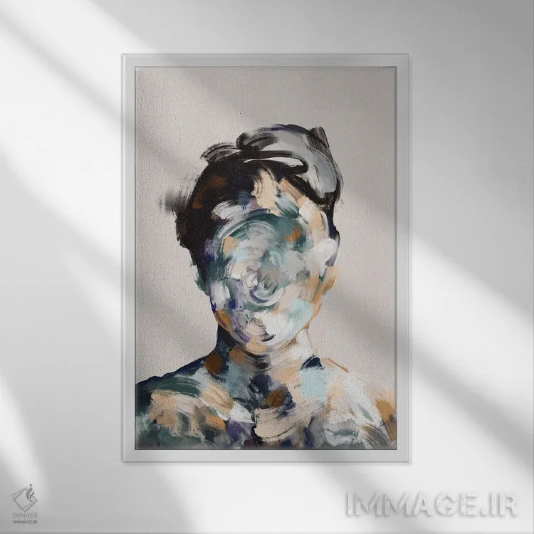 تابلو انتزاعی پرتره شماره ۲ اثر گابریلا روبرگ - نمای قابدار سفید