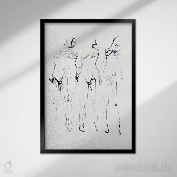 تابلو مینیمال مطالعه فیگور اثر جاشوا هاسکینز - نمای قابدار مشکی
