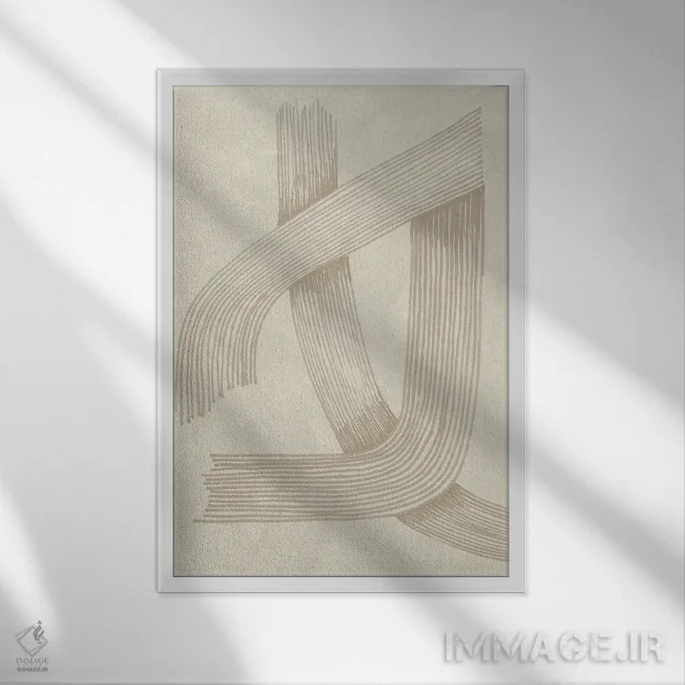 تابلو مینیمال خط انتزاعی پیچیده ۰۱ اثر لوکرسیا کاپوراله - نمای قابدار سفید