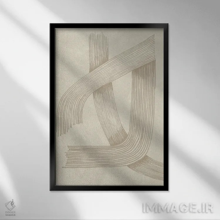 تابلو مینیمال خط انتزاعی پیچیده ۰۱ اثر لوکرسیا کاپوراله - نمای قابدار مشکی