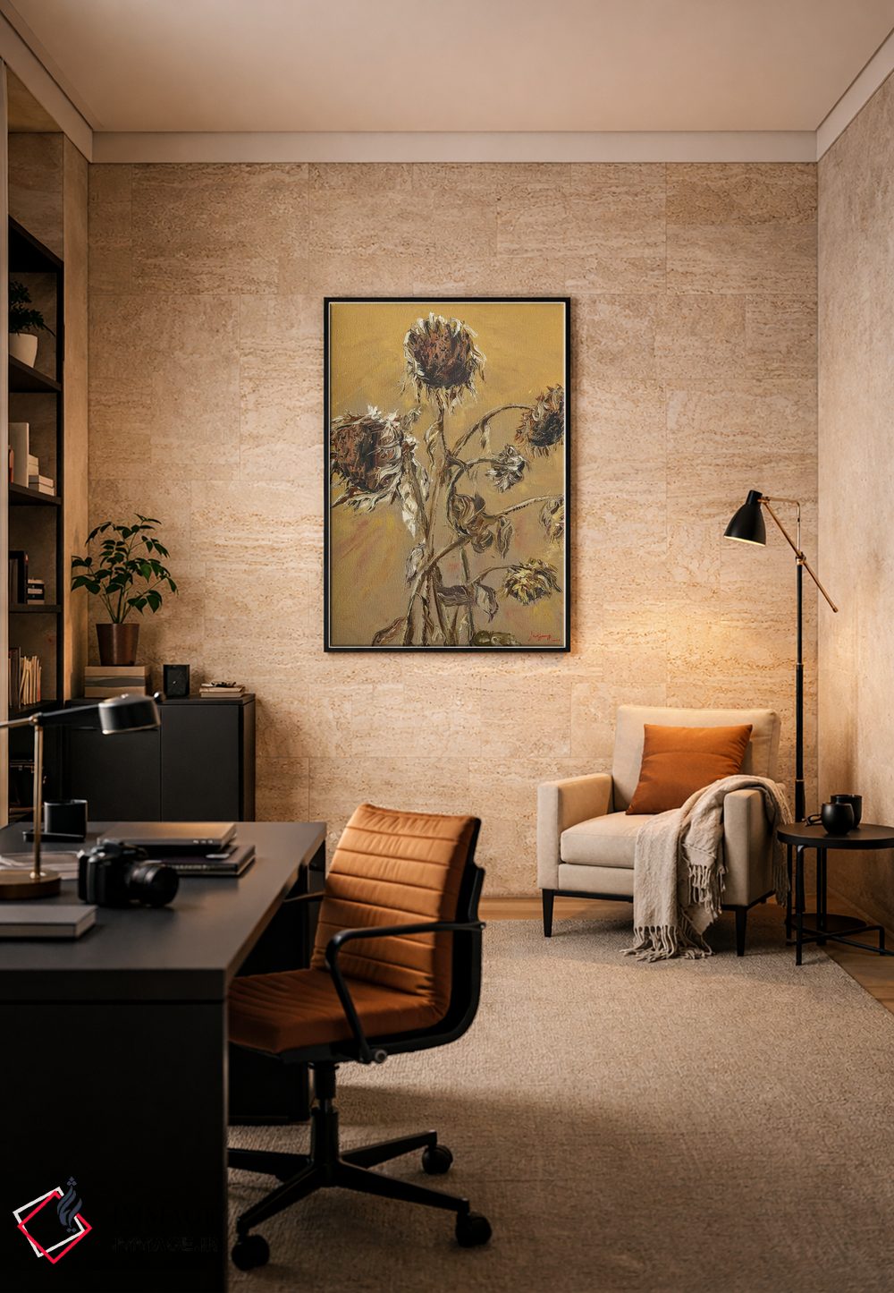 تابلو دکوراتیو گل آفتابگردان اثر جوکیونگ پارک - D6B