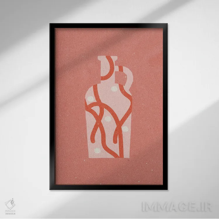 تابلو مدرن گلدان ۴ اثر ان کی تی ان - نمای قابدار مشکی