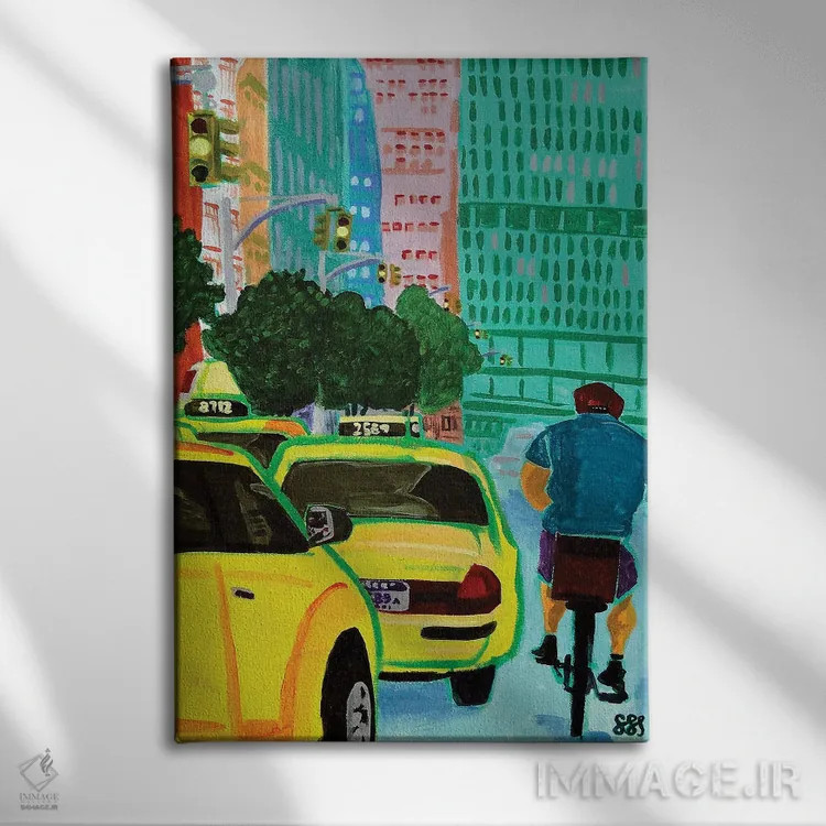 تابلو دکوراتیو دوچرخه خیابان پارک اثر استیو اسپنسر - نمای روبهرو روی دیوار